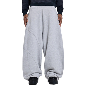 Custom Premium Heavy Sweats Blank Jogger Loose Wide Leg Barrel Track Pant Raw Hem Cotton French Terry Baggy Trousers With <b>Darts</b> - Product Image 1
