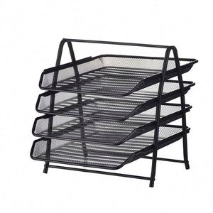 Organisateur de bureau à 4 niveaux en métal, porte-documents en maille, classeur de magazines, support de documents pour le bureau, la maison et l'école - Product Image 1