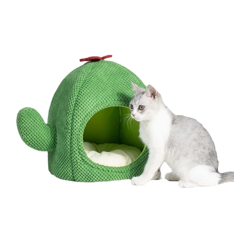 "Cactus Shape Soft Cat House Schlaf bett für den Innenbereich-Vollständig geschlossenes Baumwoll-Katzen nest haus von beaumomo"