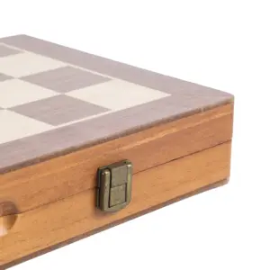 25-Year Manufacturer's Unisex Wooden Chess Checkers SET 15" Magnetic Folding Board 3" King Height Pine Wood Pieces Vintage