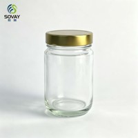 Botol Kaca Silinder Kosong 280ml, Wadah Transparan Aman untuk Makanan untuk Pabrik Makanan dan Distributor Grosir