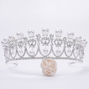 ZGH1052 diadèmes de perles de haute qualité accessoires de cheveux de mariage diadèmes d'or et d'argent strass de mariée couronne diadèmes - Product Image 3