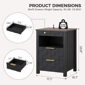 Dystler Nightstand With Gun Drawer Wood Modern Lockable <b>Bedside</b> <b>Table</b> - Product Image 4