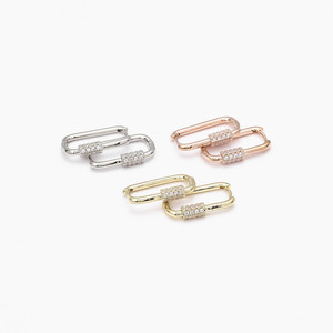 Boucles d'oreilles clous géométriques en forme de U avec micro-incrustations de zircon, or, argent, or rose, pour un usage quotidien - Product Image 1