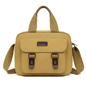 Vintage Men's Canvas Bag Simple Business Travel Shoulder Handbag Large Capacity Crossbody <b>Backpack</b> for Outdoor Trip - Product Image 5