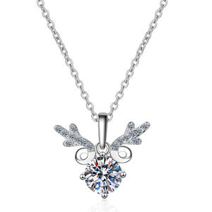 Moda romántica asta Moissanite S925 Collar de plata Tanabata regalo del Día de San Valentín - Product Image 1