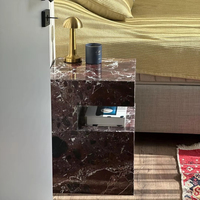 Table d'appoint en marbre naturel, design de meubles pour la maison, table multicolore, pilier en pierre de luxe, socle en marbre, table d'appoint, Marmol Mesa