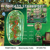 Supports de plantes de tomates réglables pour l'extérieur, piquets robustes en métal pour légumes grimpants et concombres, avec attaches pour plantes