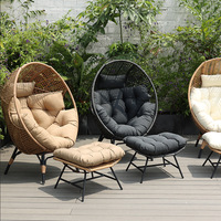 Fauteuil suspendu d'extérieur en métal tressé, chaise suspendue en forme d'œuf, table et chaises de balcon pour le loisir