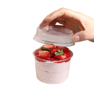 Transparent 150/250ml jetable crème glacée gelée pouding tasse Mini Mousse Tiramisu Dessert boîte gâteau fait <span class=keywords><strong>maison</strong></span> tasse en plastique avec couvercle - Product Image 5