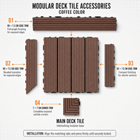 Dalles de terrasse DIY faciles à installer, étanches, en WPC, 300*300mm, pour design extérieur, style emboîtable