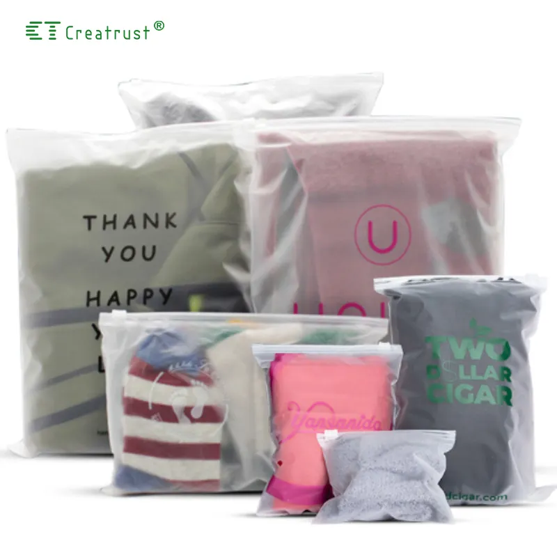 CTCX Custom T Shirt Packaging Bag With Zipper Clear Pe Frosted Zipper Bags With Logo Ziplock Plastic Zip Bags For Clothes