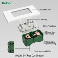 Placa de Control de Luz de Montaje Oculto Kolani 120 de Doble Módulo, Interruptor de Pared con Indicador LED Verde de Dos Botones, Panel de PC Blanco Brillante