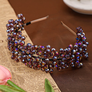 ROMANTIC Luxury Handmade Beaded Hair Band <strong>Navy</strong> Blue Crystal Stone Party Hair Accessories Elegant Engagement <strong>Headband</strong> - Product Image 6