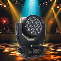 Lampe à tête mobile zoom 19*15W RGBW 4 en 1 à vente chaude, éclairage de scène LED, lumières de mariage, bar, discothèque, concert, contrôle DMX512