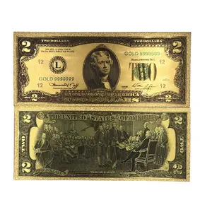 24K gold foil $2 bill Gold plated banknote Can customized banknote gold currency