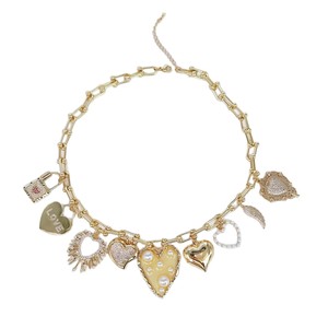 FLBNK65 glamour placcato oro ciondolo con <span class=keywords><strong>cuore</strong></span>, ideale per appuntamenti e feste - Product Image 3