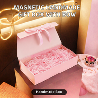 Boîte cadeau rigide, aseptique, recyclable, personnalisable, faite à la main, avec couvercle à nœud, pour anniversaire, mariage, Saint-Valentin, utilisation pour bougies