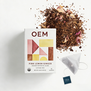 Bolsitas de Té Orgánico de Limón Rosa y Jengibre OEM - Mezcla Botánica Sin Cafeína 3g X15 Bolsitas, Grado Alimenticio, Sabor Único y Relajante - Product Image 1