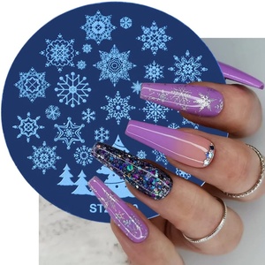 Nueva Placa de Estampado de Uñas con Diseño de Copos de Nieve Navideños, Placa Redonda de Acero Inoxidable para Estampado de Uñas - Product Image 3
