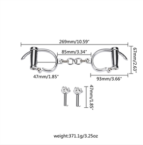 БДСМ профессиональные хром-никелевые стальные наручники использовать 2 клавиши двойной замок эротические аксессуары новая ручная манжета - Product Image 2