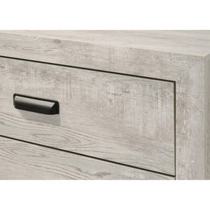 Mesita de noche transicional de 2 cajones con acabado en madera blanqueada y herrajes metálicos, muebles para dormitorio - Product Image 3