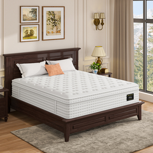 Matelas hybride en mousse, taille Queen, fermeté moyenne, écologique, durable, épaisseur >30cm, housse en tissu polyester, blanc, design moderne - Product Image 4