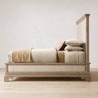 Lit Moderne de Luxe avec Panneaux en Tissu Rembourrés, Lit en Bois à Profil Bas, Taille Queen/King, Meubles de Chambre à Coucher pour la Maison