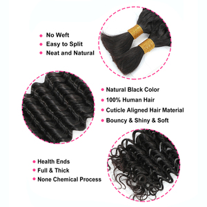 100g nước sâu sóng số lượng lớn tóc con người cho bện không có sợi ngang bó Brazil Trinh Nữ xoăn phần mở rộng tóc con người cho Boho Bím Tóc - Product Image 2