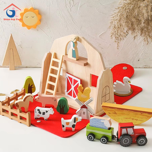 Feutre en bois blocs de construction multifonctionnels ferme Simulation salle de jeux éducation précoce semblant jouer et jouets préscolaires - Product Image 1