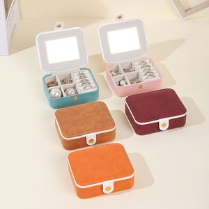 Wholesale PU Leather Jewelry Storage <b>Box</b> Portable Jewelry Packaging <b>Box</b> Necklace <b>Box</b> with <b>Mirror</b> - Product Image 3