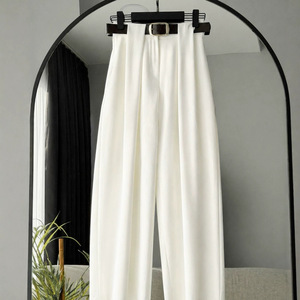<span class=keywords><strong>Pantalon</strong></span> de costume plissé taille haute pour <span class=keywords><strong>femme</strong></span> avec ceinture, élégant, décontracté, coupe droite, idéal pour le bureau - Product Image 2