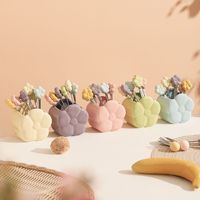 Ensemble de fourchettes à fruits en céramique motif tournesol créatif et pot de rangement décoratif, style luxe léger pour le thé de l'après-midi