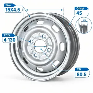 Jantes en acier 15X4.5 chromées noires pour voiture 5X4.5/4.75 - Product Image 2