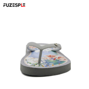 Tongs plates florales artistiques pour femmes avec lanières brillantes, chaussures d'été d'extérieur, mode féminine, vente chaude - Product Image 3