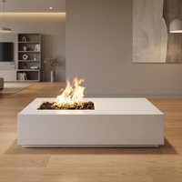 Table rectangulaire de patio en béton avec foyer au propane pour extérieur, table avec foyer, chauffage au gaz pour intérieur