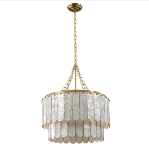 Faceted Gold Capiz <strong>Shell</strong> Chandelier for Dining Room Modern Pendant Lighting for Wedding Decorative Gold Pendant <strong>Light</strong> - Product Image 1