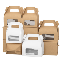 Boîte à emporter en papier jetable pour boulangerie avec fenêtre et poignée, boîte d'emballage alimentaire personnalisée pour gâteaux, pâtisseries et desserts