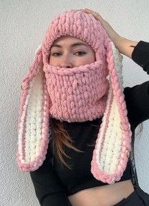 2025 <strong>Customized</strong> Knit Bunny <strong>Balaclava</strong> Mask <strong>Balaclava</strong> for Skiing <strong>Balaclava</strong> Women Knit Hat with Ears - Product Image 2