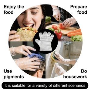 Guanti Monouso <span class=keywords><strong>in</strong></span> HDPE Trasparenti, Impermeabili, Leggeri, Senza Lattice, con Foro per Appendere, per <span class=keywords><strong>Casa</strong></span>, Supermercato, Stazione di Servizio - Product Image 5