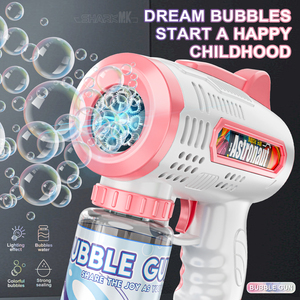 Juguetes de Exterior con Estilo Adorable, Máquina de Burbujas Recargable Portátil de 8 Orificios, Pistola de Burbujas Eléctrica Automática con Luz para Niños - Product Image 5