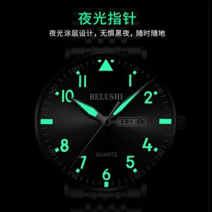 Montre électronique à quartz en acier inoxydable lumineuse et étanche pour homme, style affaires, avec couronne spirale, vente en gros transfrontalière - Product Image 2