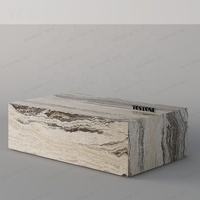 Table basse rectangulaire en travertin blanc naturel personnalisé Tostone pour salon, meuble en marbre pour la maison