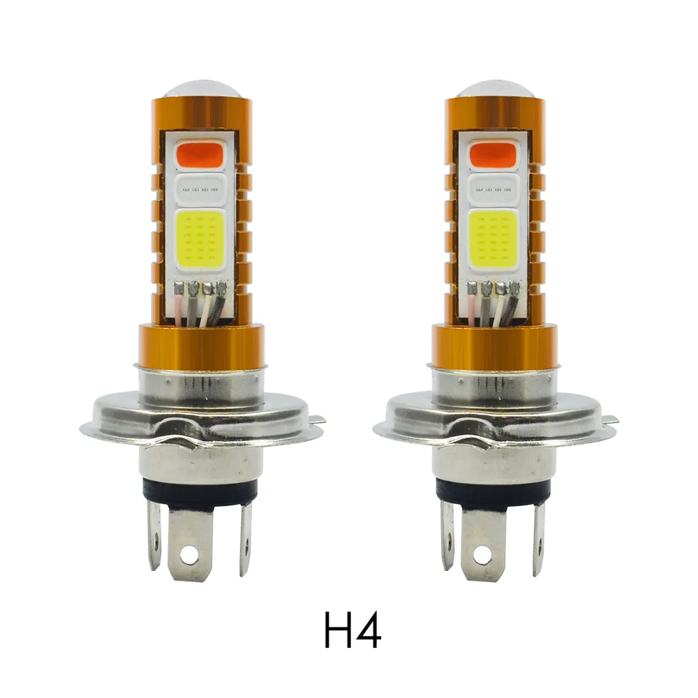 Mükemmel LED yeni yüksek güç H4 COB 3LED yedek araba ampulleri sis farları, gündüz farları, DRL lambaları 12 V beyaz