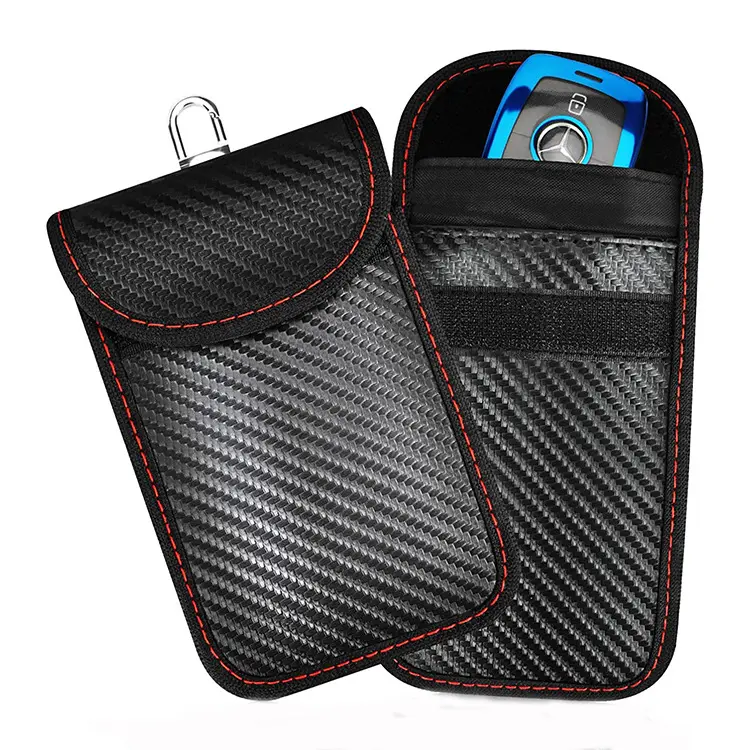 Carbon Fiber Faraday Key Fob Protector Compact Pocket Size Signal Blocking Faraday Pouch Car Key Case Wallets Faraday Bag