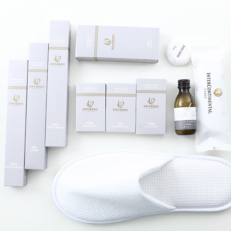 Оптовая продажа, модные одноразовые принадлежности для ванной комнаты, Набор подносов с картонной коробкой, мини дорожные бамбуковые туалетные принадлежности для отеля