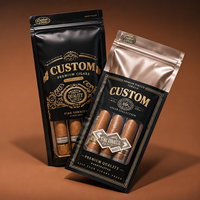 Sacs refermables en plastique personnalisés de luxe pour cigares, avec humidificateur intégré, pour feuilles de tabac, avec fermeture éclair et contrôle de l'humidité