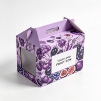 Boîte à fruits personnalisée en gros, boîte d'emballage de fruits portable de haute qualité avec poignée, boîte cadeau pour pommes et cerises avec encre à base de soja