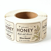 Étiquettes personnalisées pour pots de miel, autocollants imperméables pour emballages alimentaires, étiquettes en papier kraft avec logo en relief doré, rouleaux adhésifs