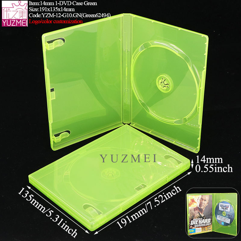 Boîtier 1-DVD 14 mm G10A - Vert transparent
